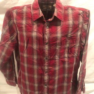 Article 365 LARGE Mens Long Sleeve Red Plaid Shirt